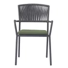 4 stapelbara trädgårdsstolar i aluminium och rep - Lunaris Viadurini