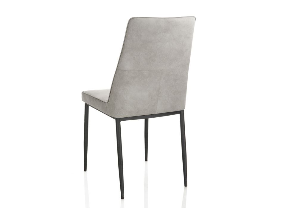 4 stolar med sits i konstläder och metallben - Tariq Viadurini