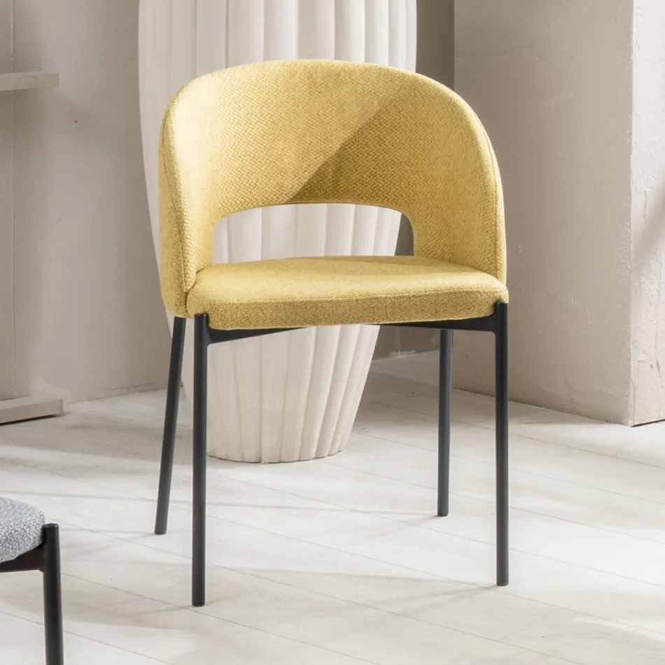 4 stolar med tygsits av olika ytbehandlingar och metall - Provence Viadurini