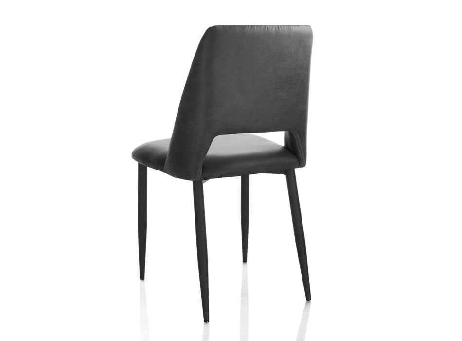4 stolar med metallram och mikrofibersäte - Hala Viadurini