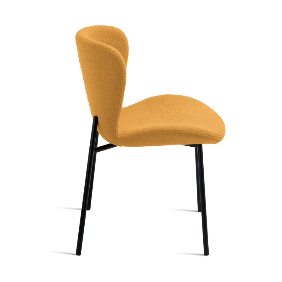 4 stoppade stolar i bouclè-tyg och svart metallram - Tiziana Viadurini