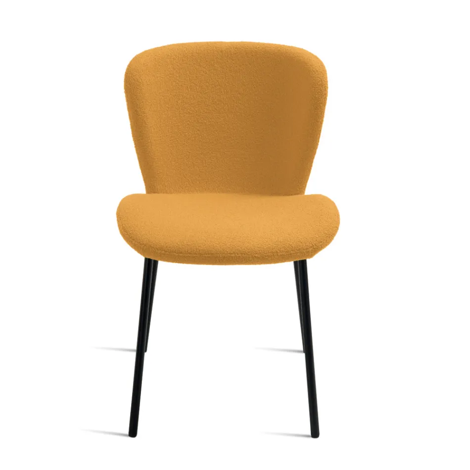 4 stoppade stolar i bouclè-tyg och svart metallram - Tiziana Viadurini