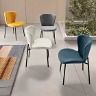 4 stoppade stolar i bouclè-tyg och svart metallram - Tiziana Viadurini