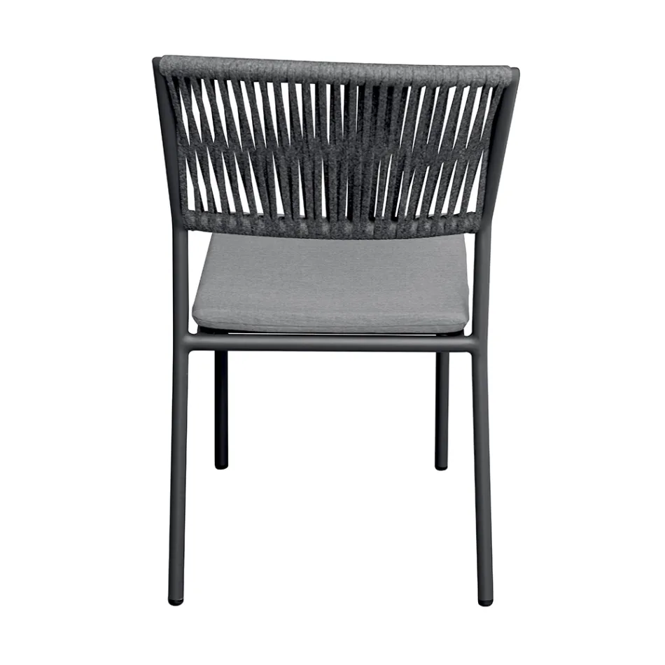 4 stapelbara trädgårdsstolar i aluminium och rep - Lunaris Viadurini