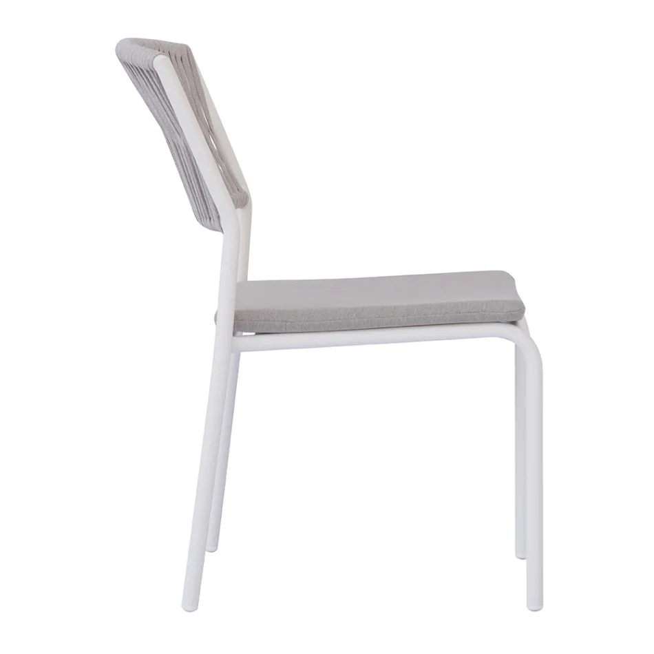 4 stapelbara trädgårdsstolar i aluminium och rep - Lunaris Viadurini