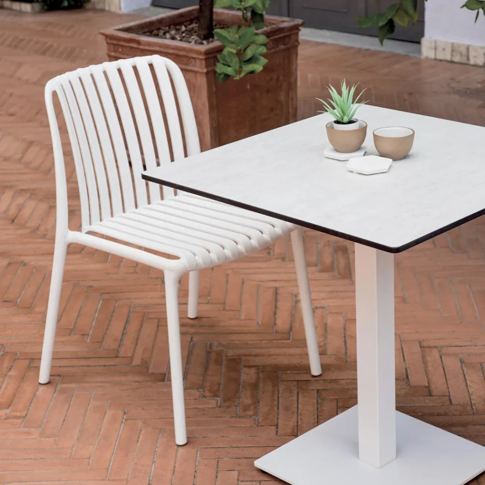 4 stapelbara trädgårdsstolar i polypropen och glasfiber - Orelia Viadurini