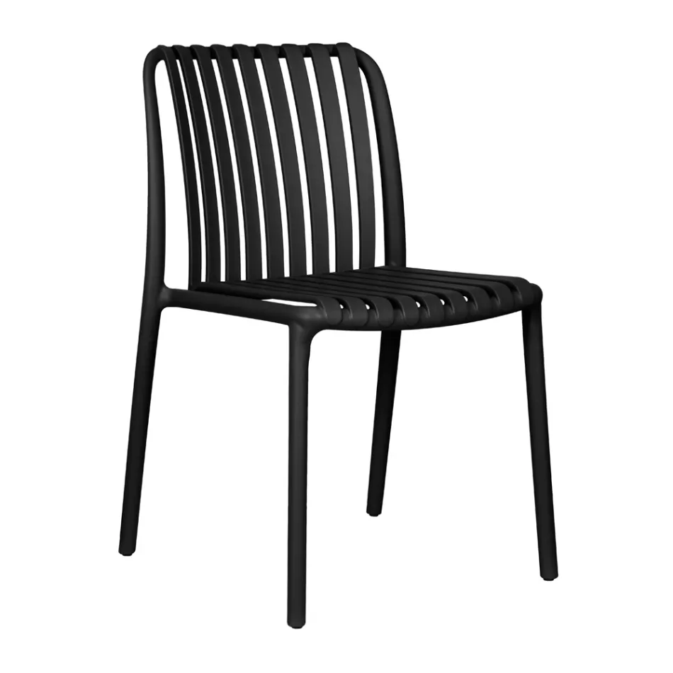 4 stapelbara trädgårdsstolar i polypropen och glasfiber - Orelia Viadurini