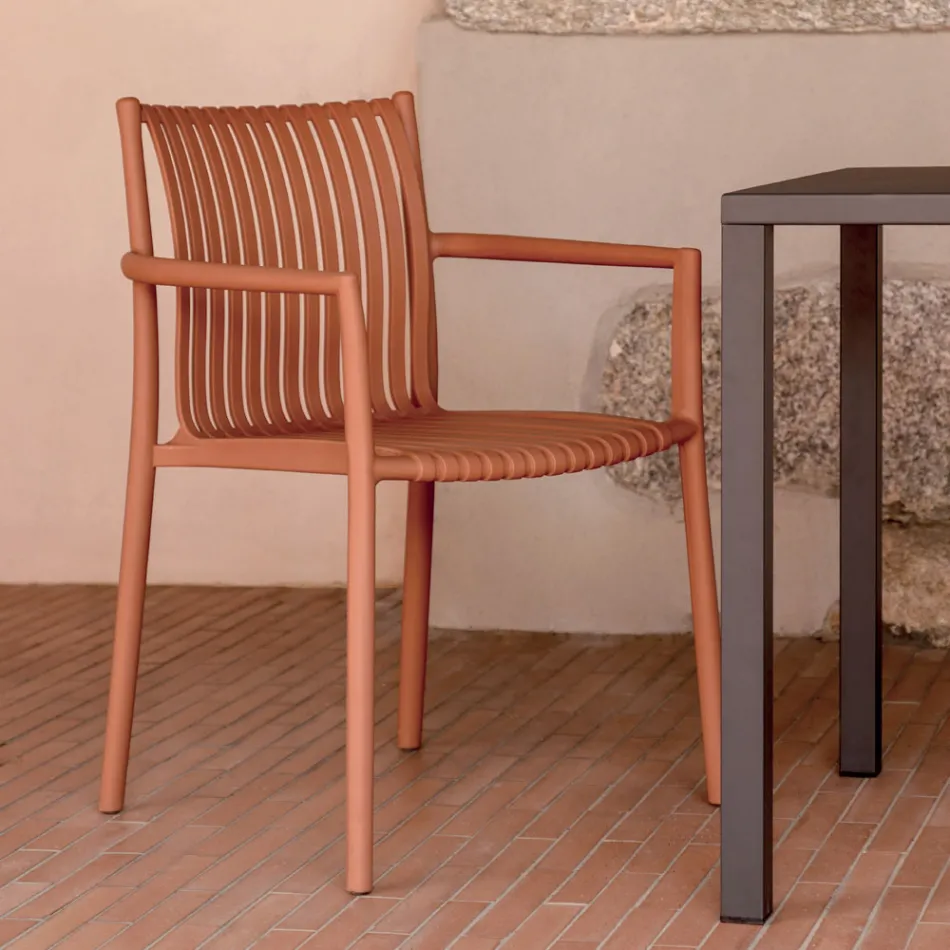 4 stapelbara trädgårdsstolar i UV-beständig polypropen - Ondara Viadurini