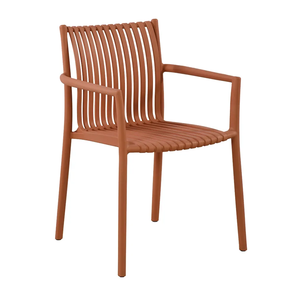 4 stapelbara trädgårdsstolar i UV-beständig polypropen - Ondara Viadurini