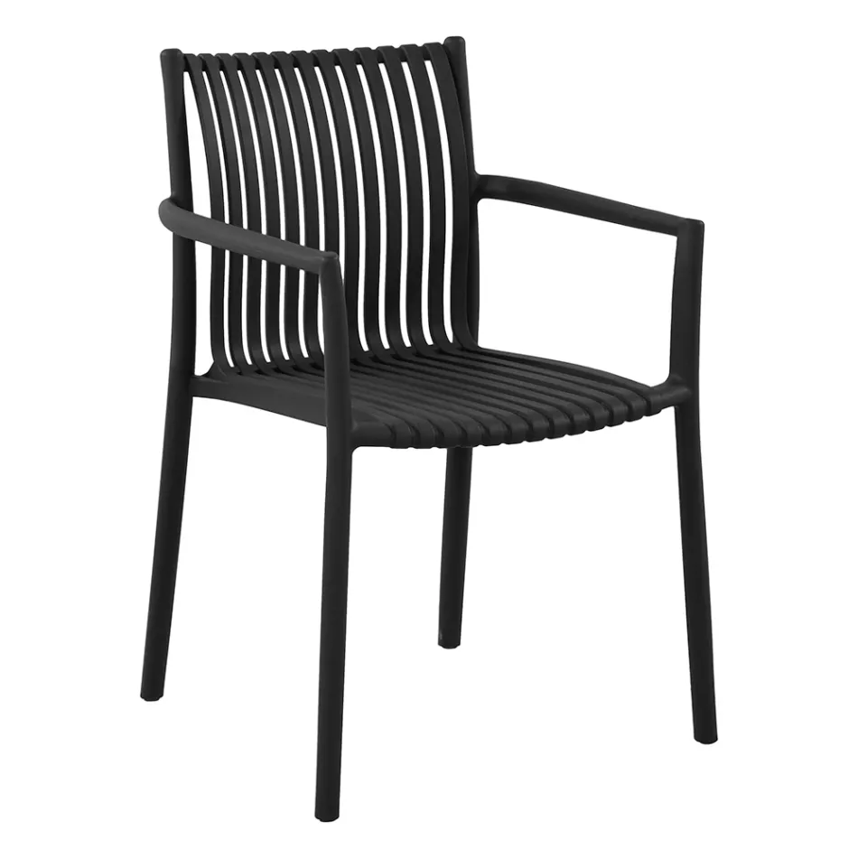 4 stapelbara trädgårdsstolar i UV-beständig polypropen - Ondara Viadurini