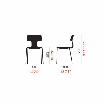 4 stapelbara stolar i metall och polypropen tillverkad i Italien - Clarinda