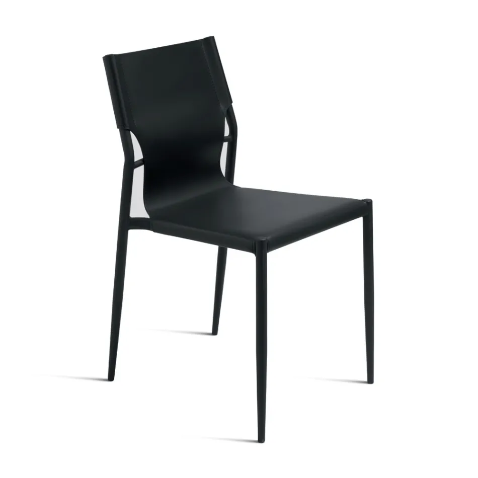 4 stolar i färgat konstläder och målad metallbas - Komedi Viadurini