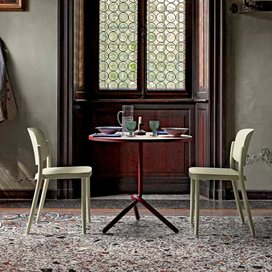 4 moderna stapelbara utomhusstolar i polypropen tillverkad i Italien - Bernetta Viadurini