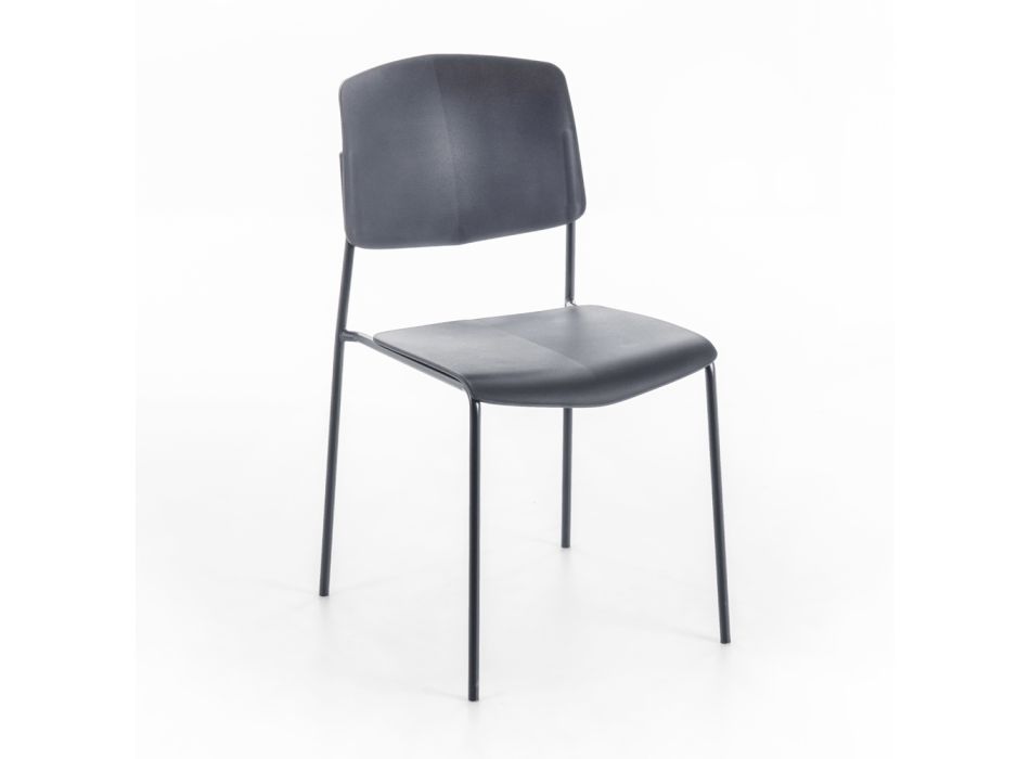 4 stolar gjorda med polypropen säte av olika ytbehandlingar och metall - Daiquiri Viadurini
