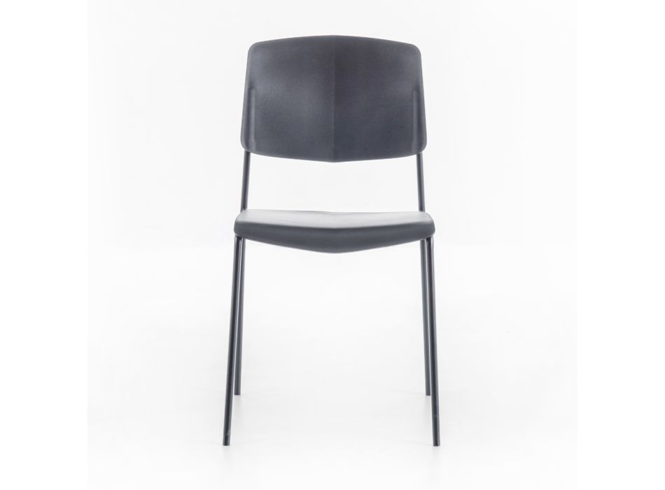 4 stolar gjorda med polypropen säte av olika ytbehandlingar och metall - Daiquiri Viadurini