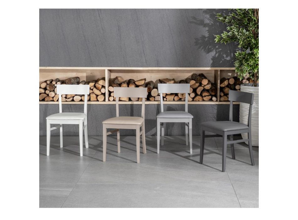 4 stolar gjorda med säte, struktur och ben i konstläder i lackat trä - Taikiri Viadurini