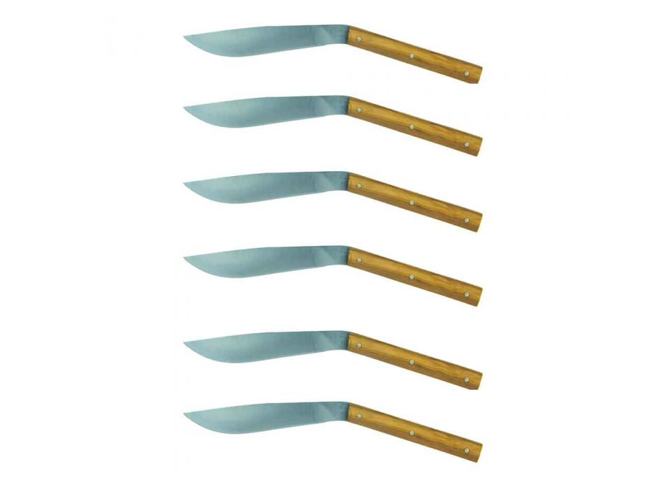 6 Ergonomiska biffknivar med stålblad Tillverkad i Italien - Haj Viadurini