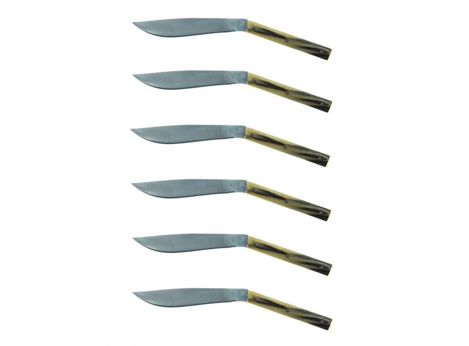 6 Ergonomiska biffknivar med stålblad Tillverkad i Italien - Haj