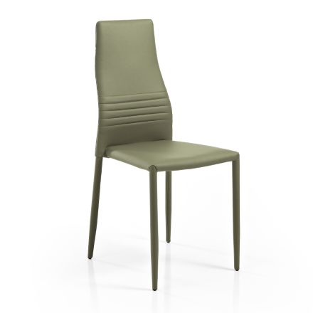 6 stapelbara stolar i färgat konstläder Modern design för vardagsrummet - Merida Viadurini