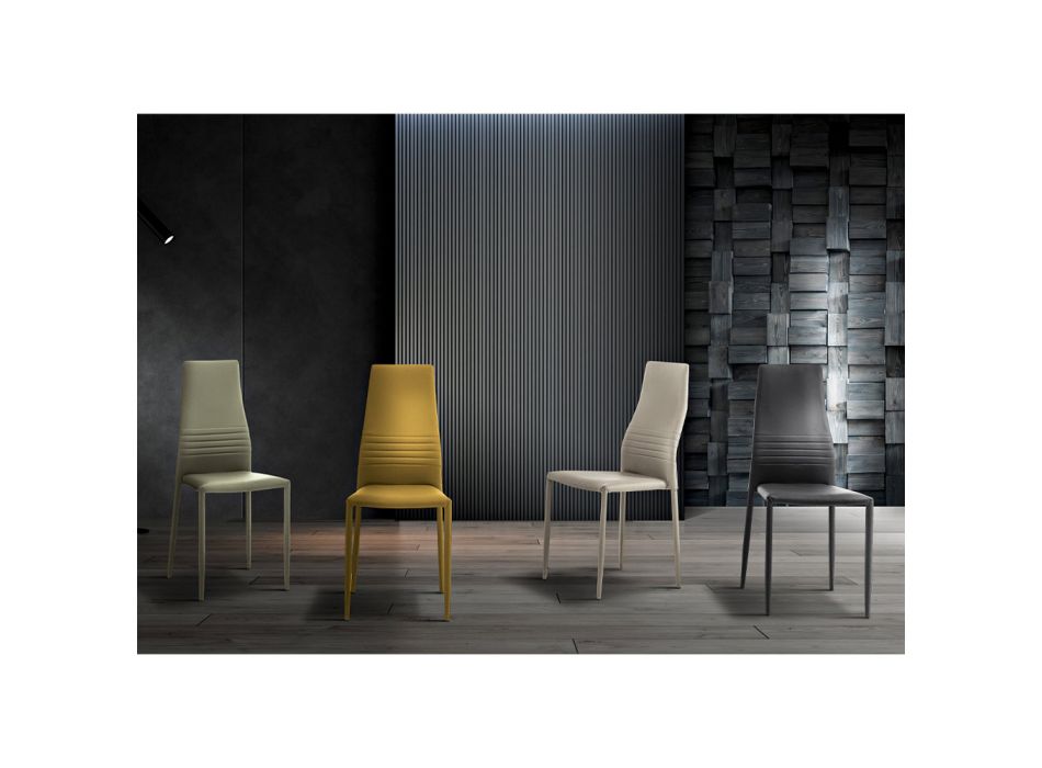 6 stapelbara stolar i färgat miljöläder modern design för vardagsrum - Merida