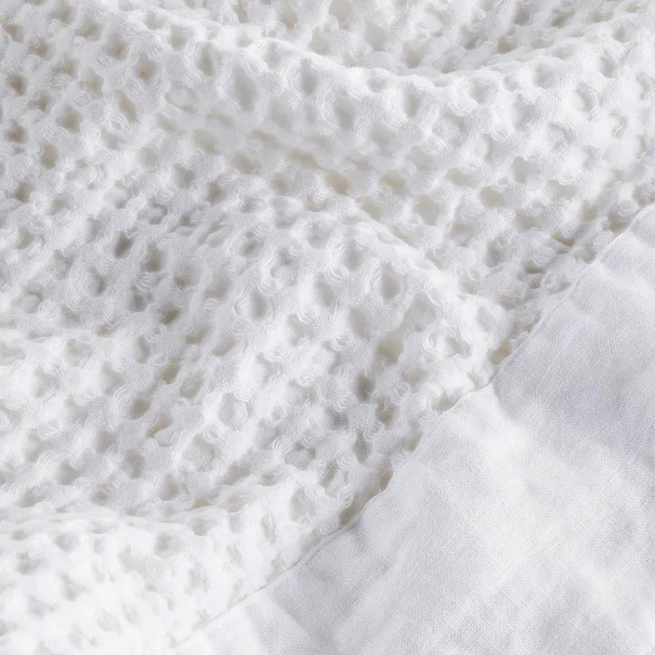 Bomull Honeycomb Huva Morgonrock med Linne Frill - Plysch Viadurini