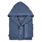 Bomull Honeycomb Huva Morgonrock med Linne Frill - Plysch Viadurini