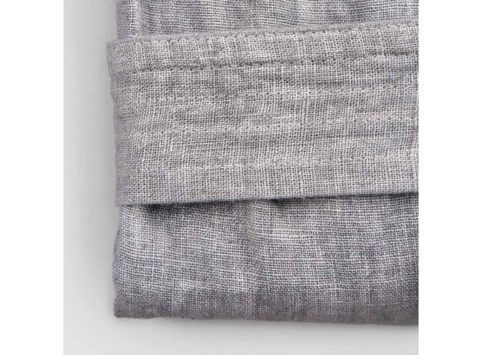 Lyxig badrock i tung linne med huva Tillverkad i Italien - Palace Viadurini