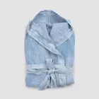 Lyxig badrock i tung linne med huva Tillverkad i Italien - Palace Viadurini