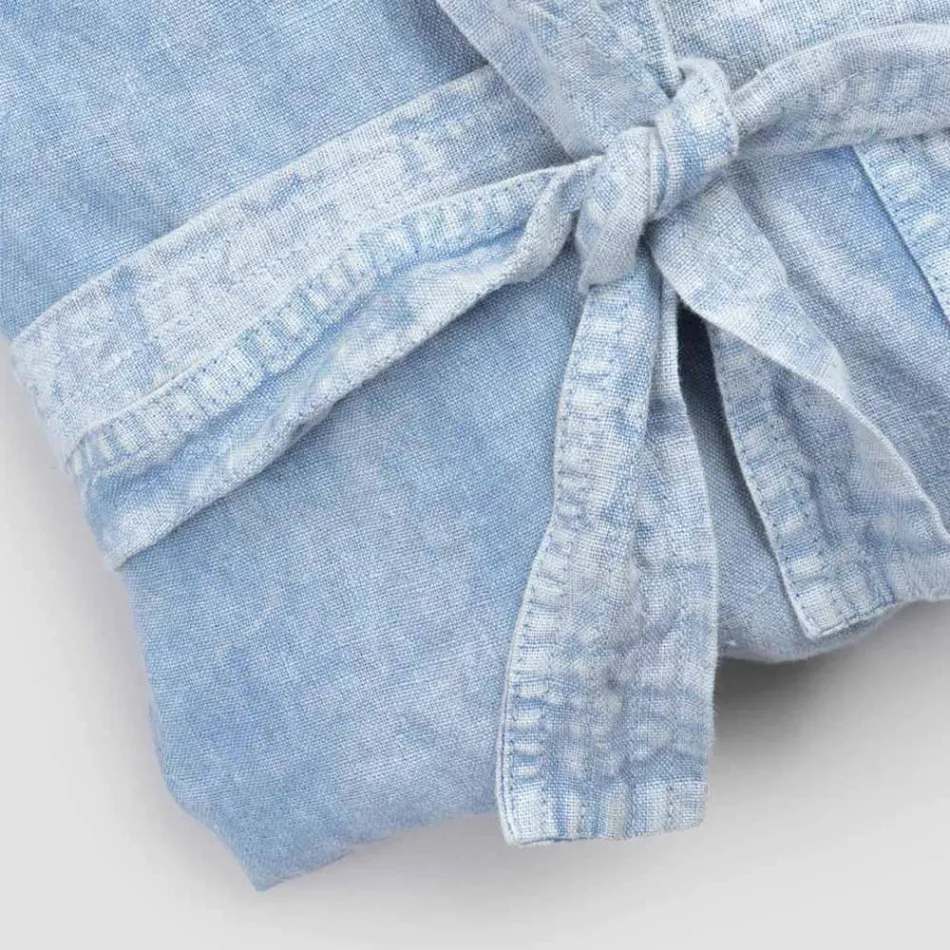 Lyxig badrock i tung linne med huva Tillverkad i Italien - Palace Viadurini