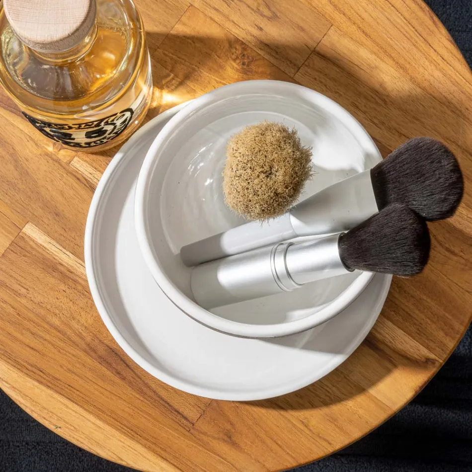 Badrumstillbehör i vit eldfast lera Tillverkad i Italien - Antonella Viadurini