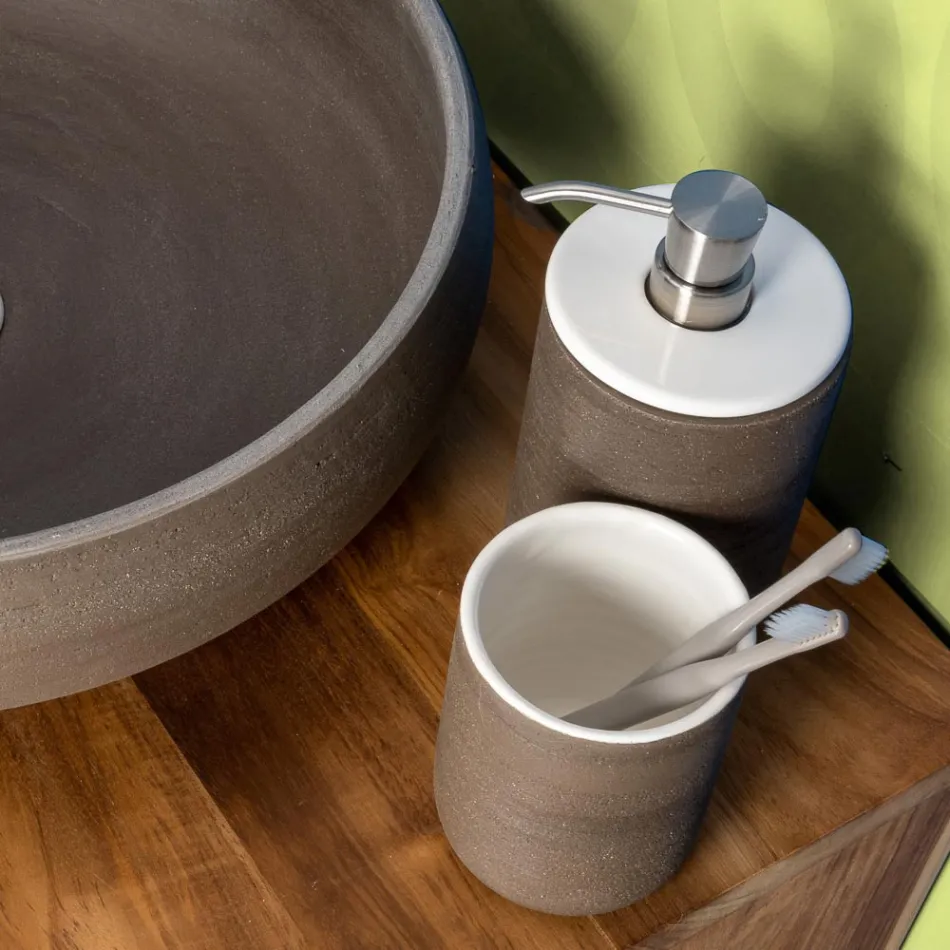 Badrumstillbehör i vit eldfast lera Tillverkad i Italien - Antonella Viadurini