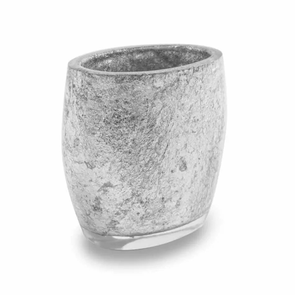 Badrumstillbehör i hartsbelagd i silverblad - argentinskt Viadurini