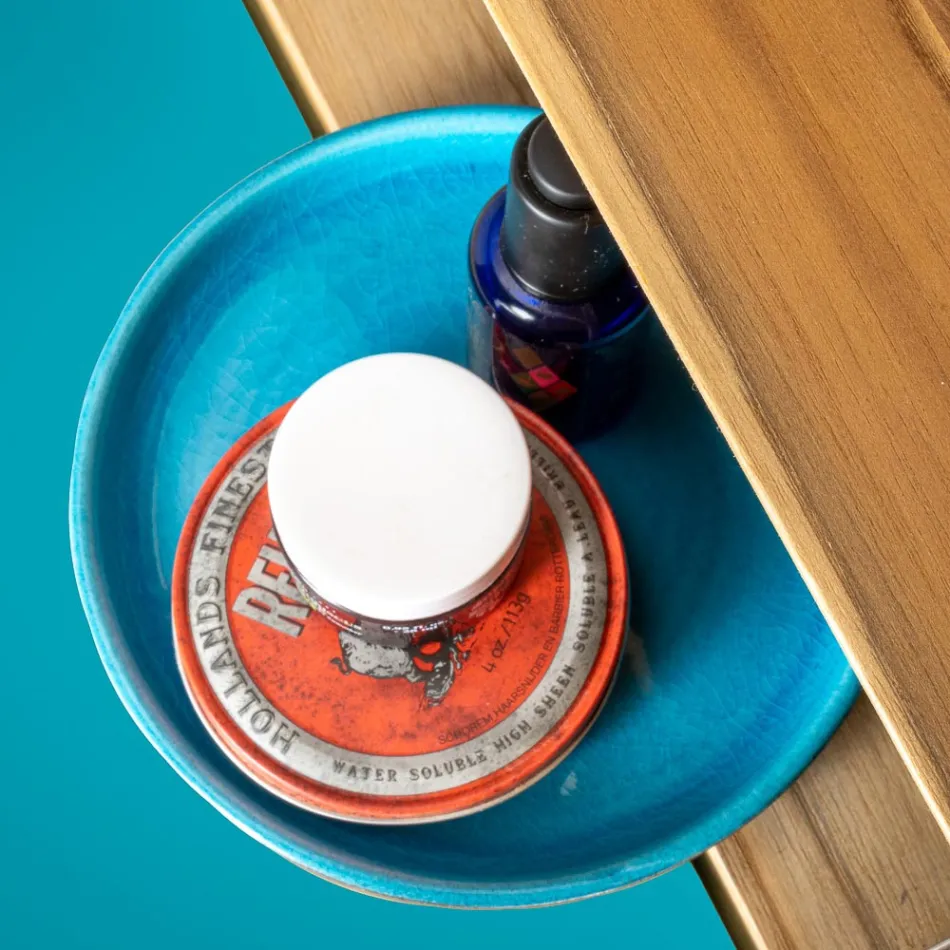 Moderna badrumstillbehör i blå lera Tillverkad i Italien - Antonella Viadurini