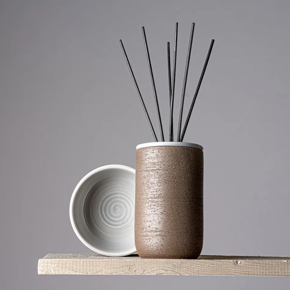 Badrumstillbehör tillverkade i grå lera Tillverkade i Italien - Antonella Viadurini