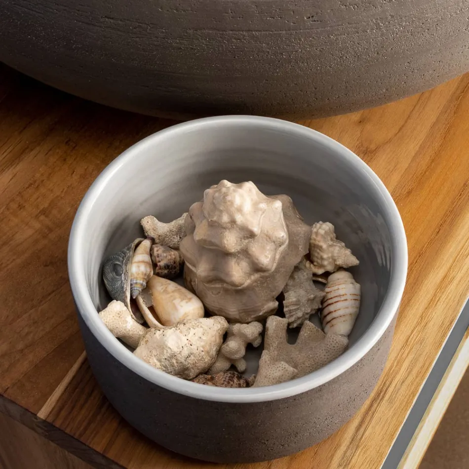 Badrumstillbehör tillverkade i grå lera Tillverkade i Italien - Antonella Viadurini