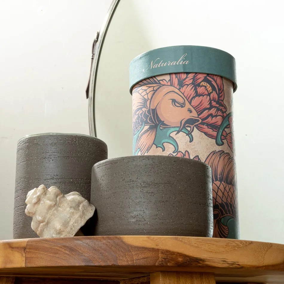 Gröna badrumstillbehör i eldfast lera Tillverkad i Italien - Antonella Viadurini