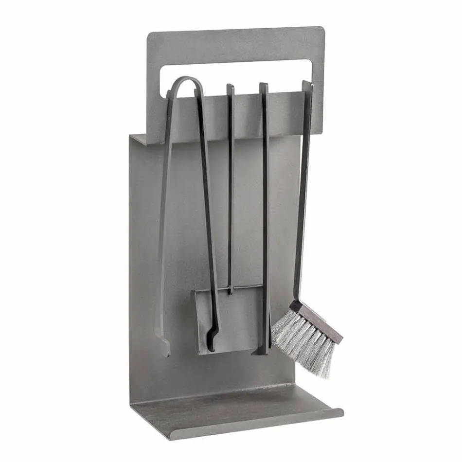 Eldstadstillbehör i färgat stål Made in Italy 4 Pieces - Rachel Viadurini