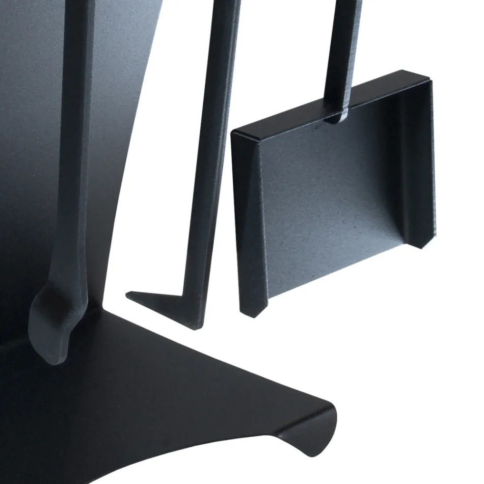 Eldstadstillbehör i målat stål tillverkad i Italien 3 delar - Virgil Viadurini