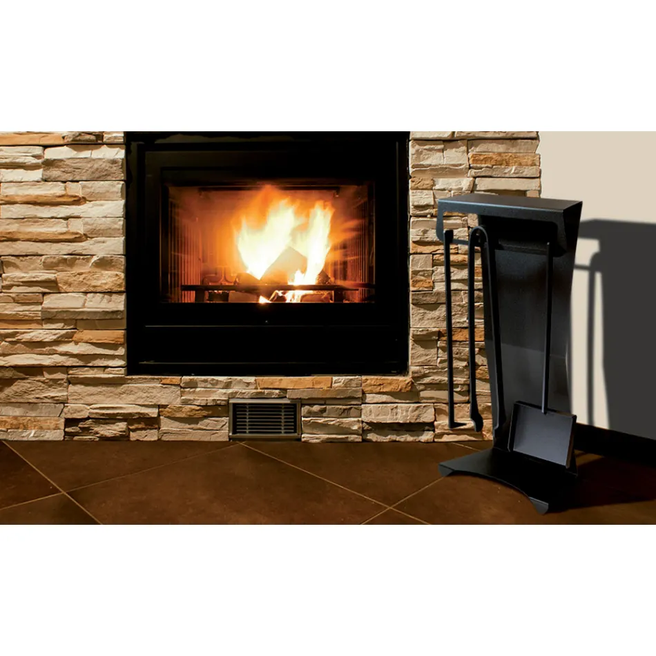 Eldstadstillbehör i målat stål tillverkad i Italien 3 delar - Virgil Viadurini