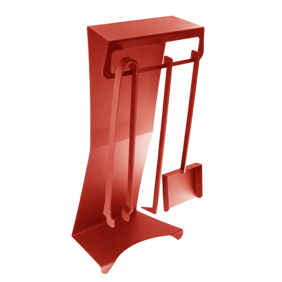 Eldstadstillbehör i målat stål tillverkad i Italien 3 delar - Virgil Viadurini