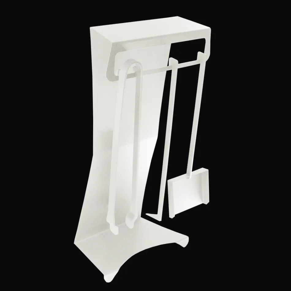 Eldstadstillbehör i målat stål tillverkad i Italien 3 delar - Virgil Viadurini