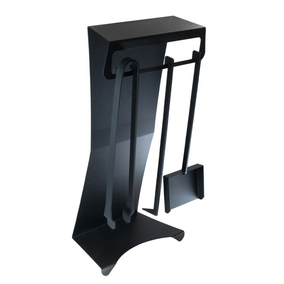 Eldstadstillbehör i målat stål tillverkad i Italien 3 delar - Virgil Viadurini