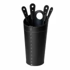 Eldstadstillbehör med Nilar läderhållare, modern design Viadurini