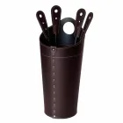 Eldstadstillbehör med Nilar läderhållare, modern design Viadurini