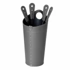 Eldstadstillbehör med Nilar läderhållare, modern design Viadurini