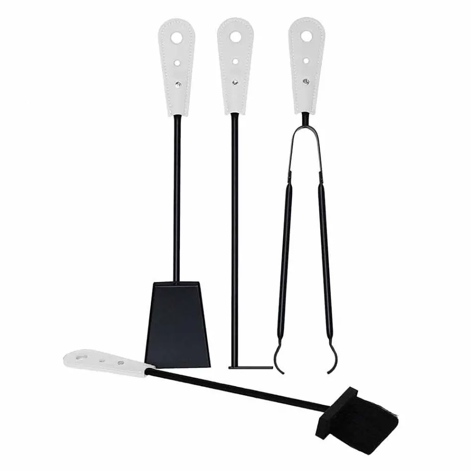 Eldstadstillbehör med Nilar läderhållare, modern design Viadurini