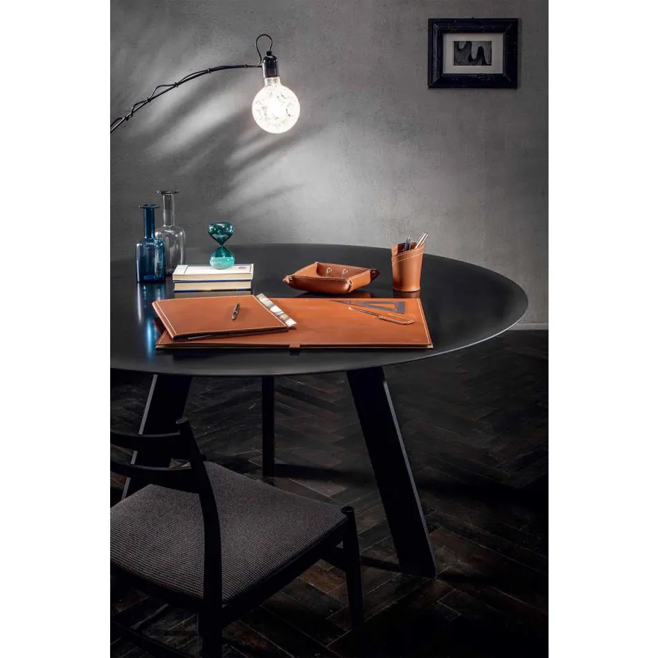 Skrivbordstillbehör i regenererat läder 5 delar tillverkade i Italien - Aristoteles Viadurini