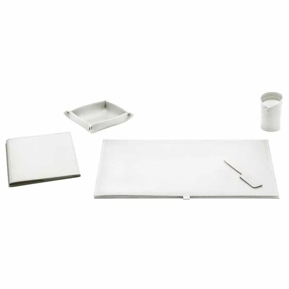 Skrivbordstillbehör i regenererat läder 5 delar tillverkade i Italien - Aristoteles Viadurini