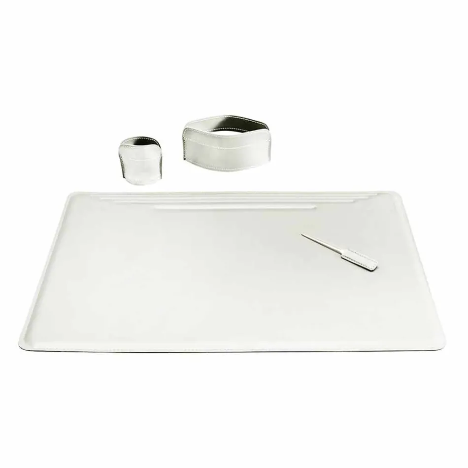 Fyra stycken regenererade läderbordstillbehör tillverkade i Italien - Ebe Viadurini