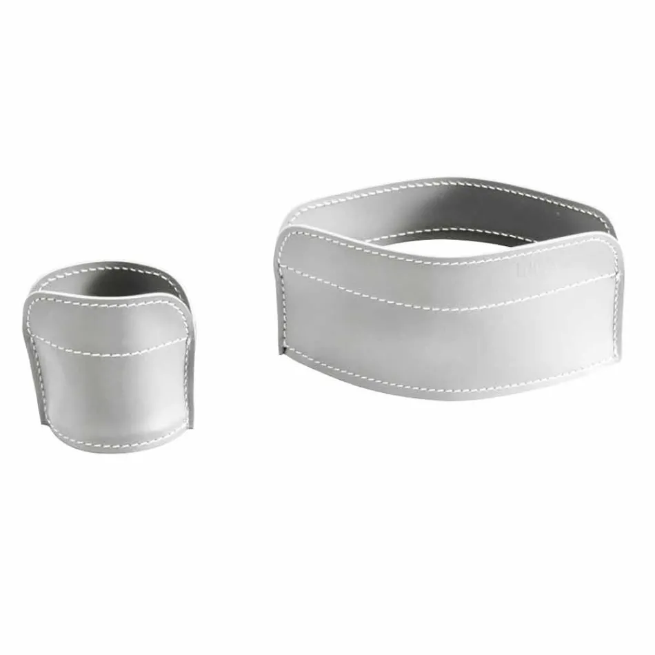 Fyra stycken regenererade läderbordstillbehör tillverkade i Italien - Ebe Viadurini